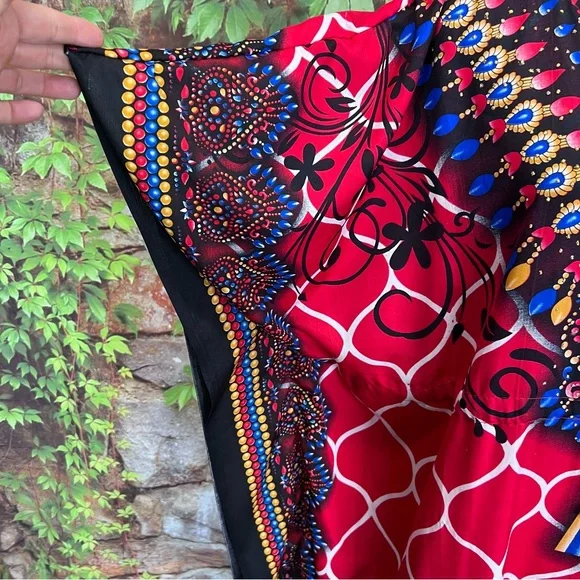 TRUE ROCK Red and Blue Maxi Length Caftan, One Size - Picture 5 of 13